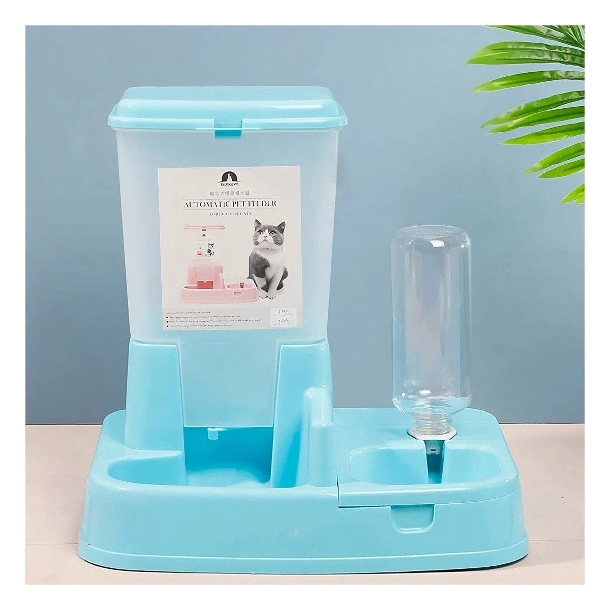 PACK2 AREA DE COMIDA Y BEBIDA PARA MASCOTA CELESTE DURABLE Y ESTABLE FIRME Y+PAPEL REGALO - 2