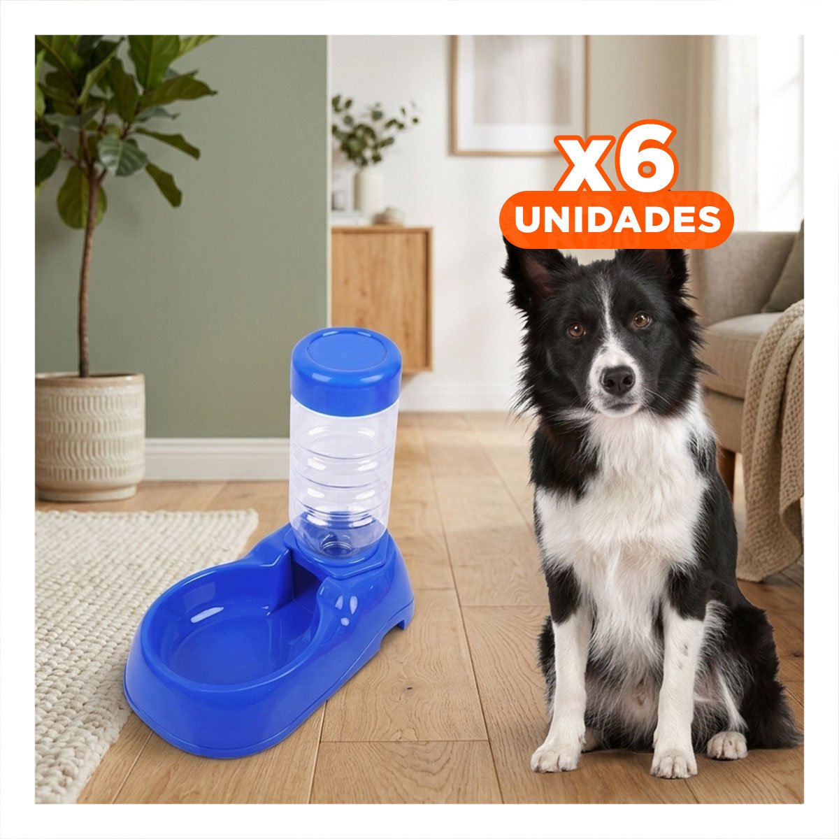 PACK6 RECIPIENTE DE AGUA AZUL PARA MASCOTA PRACTICO Y RESISTENTE Y SEGURO Y+REGALO STICKER - 1
