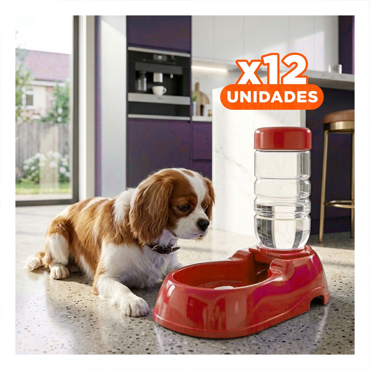 PACK12 RECIPIENTE DE AGUA PARA MASCOTA ROJO DURABLE Y ESTABLE Y FIRME - 1