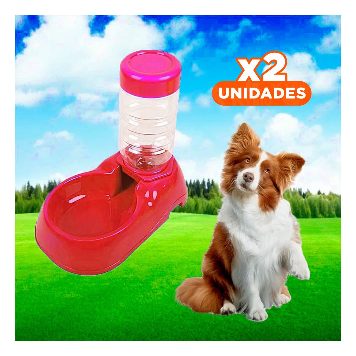 PACK2 FUENTE DE AGUA PARA MASCOTA ROJO DE ALTA CALIDAD Y FIRME Y+REGALO STICKER - 1
