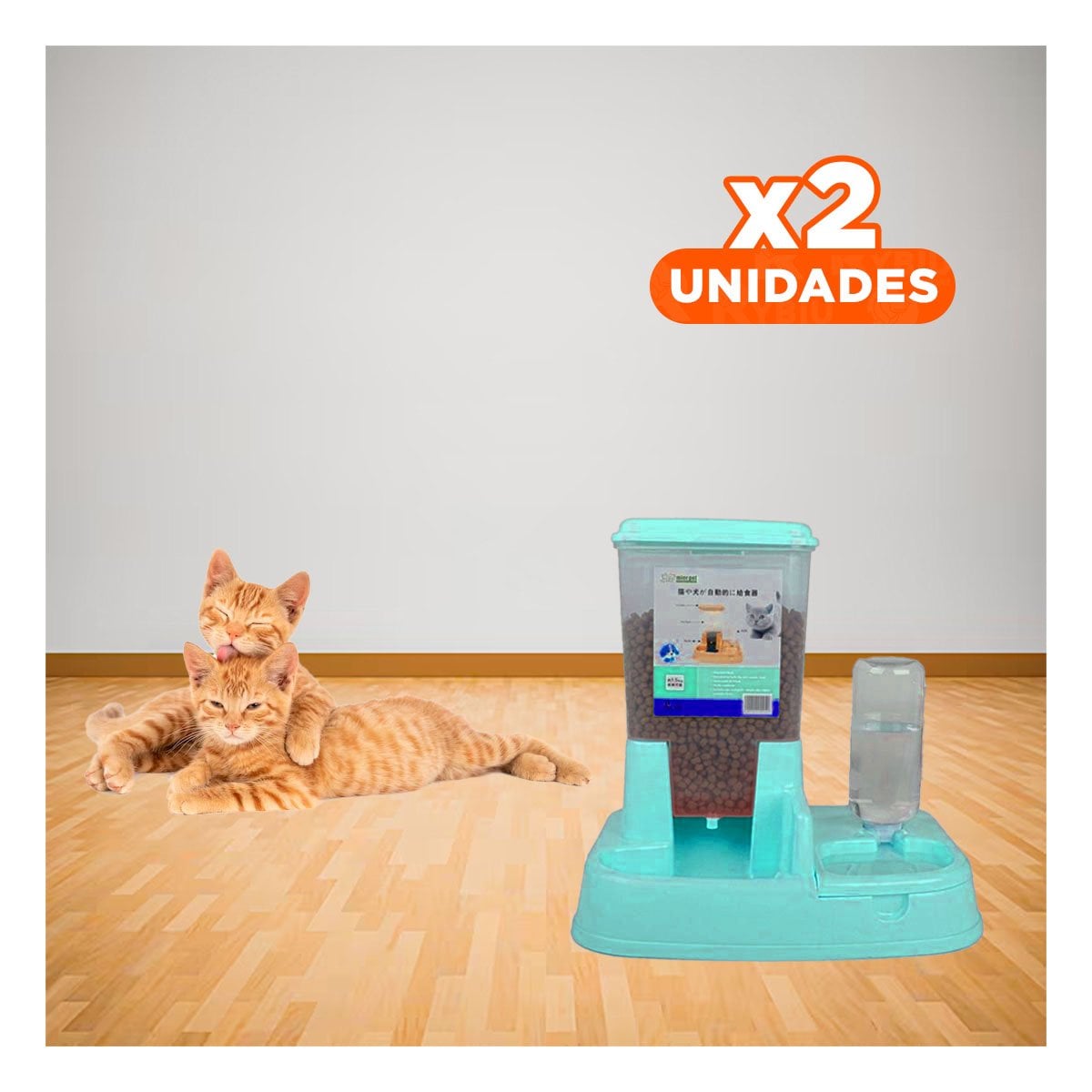 PACK2 AREA DE COMIDA Y BEBIDA CELESTE PARA MASCOTA COMODA Y SEGURA REFORZADA Y+REGALO STICKER - 1