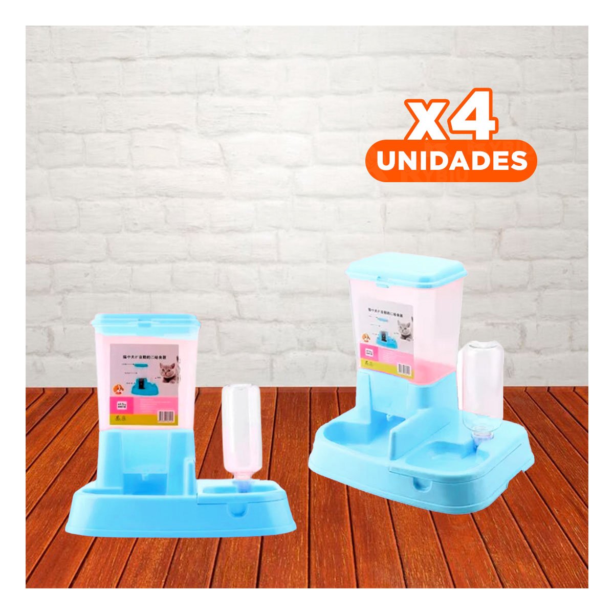 PACK4 AREA DE COMIDA Y BEBIDA CELESTE PARA MASCOTA FIRME Y PRACTICA COMPACTA - 1