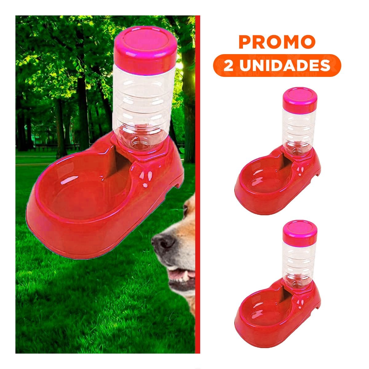 PACK2 FUENTE DE AGUA ROJO PARA MASCOTA COMODA Y PRACTICA Y RESISTENTE - 1