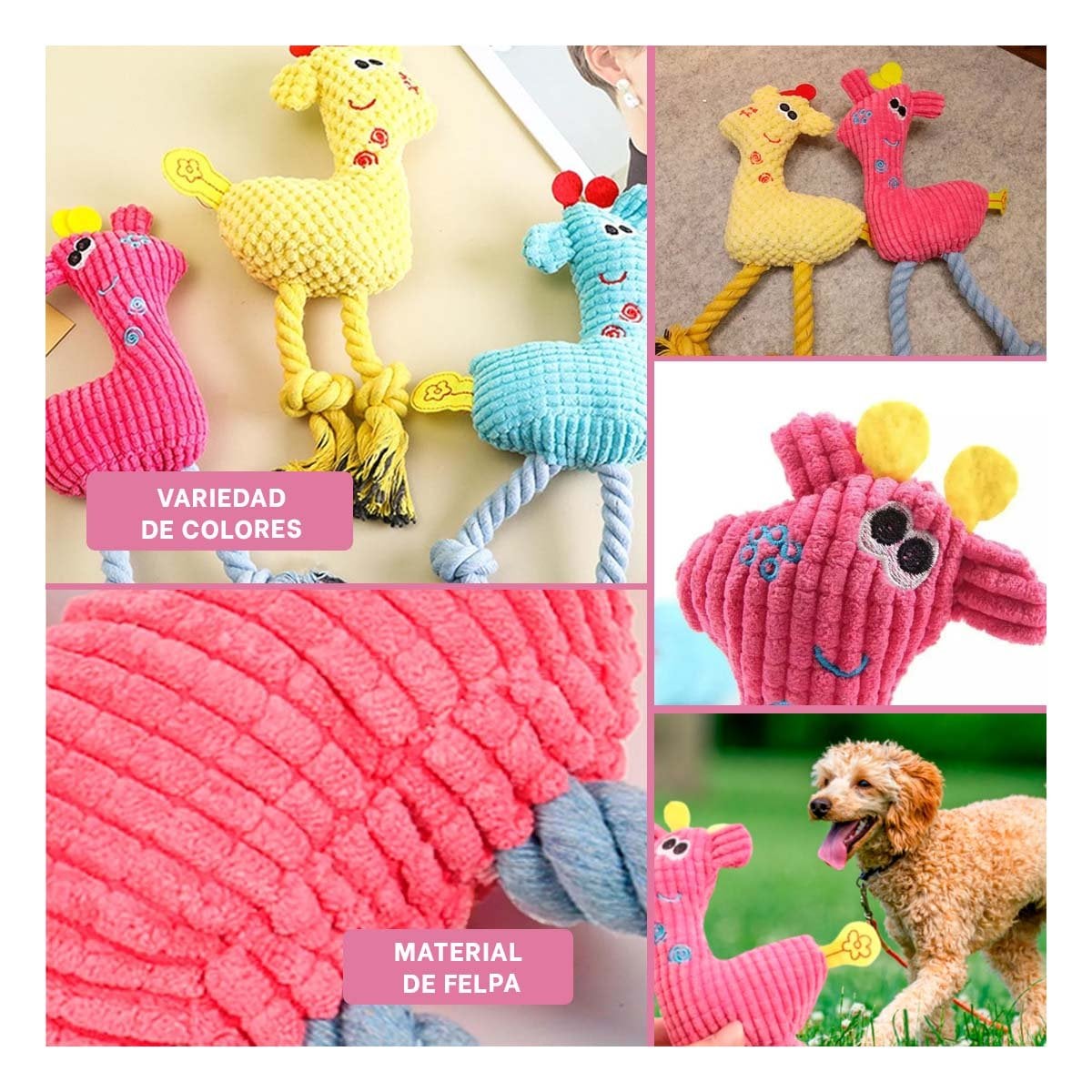 PACK6 ANIMALITO DE FELPA INTERACTIVO QUE ESTIMULA LA IMAGINACION EN ROSADO Y+PAPEL REGALO - 3
