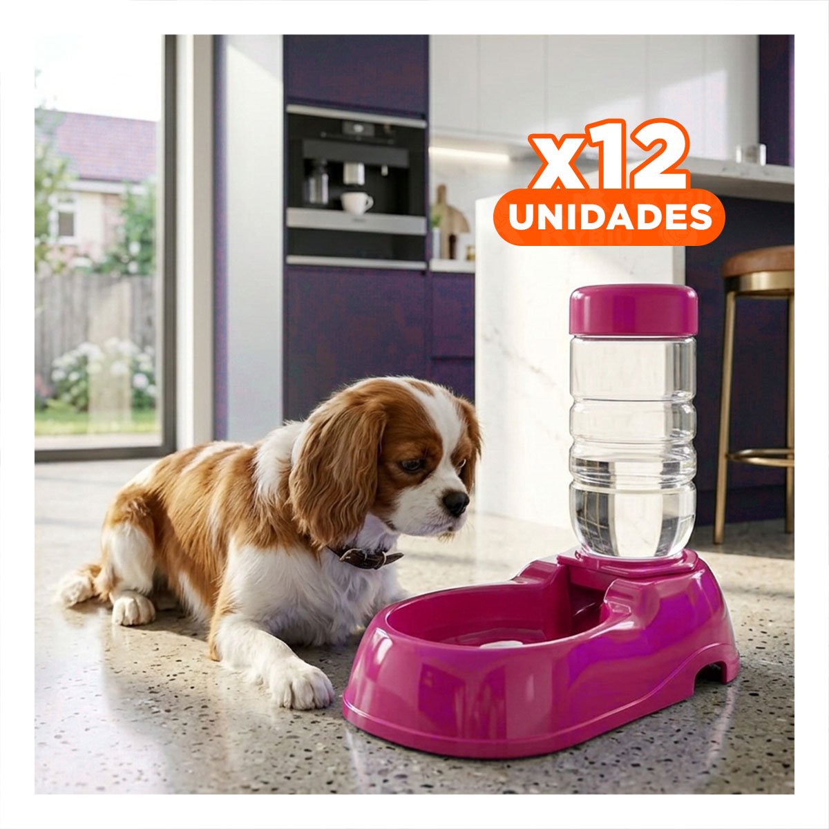 PACK12 RECIPIENTE DE AGUA PARA MASCOTA ROSADO DURABLE Y ESTABLE Y FIRME - 1