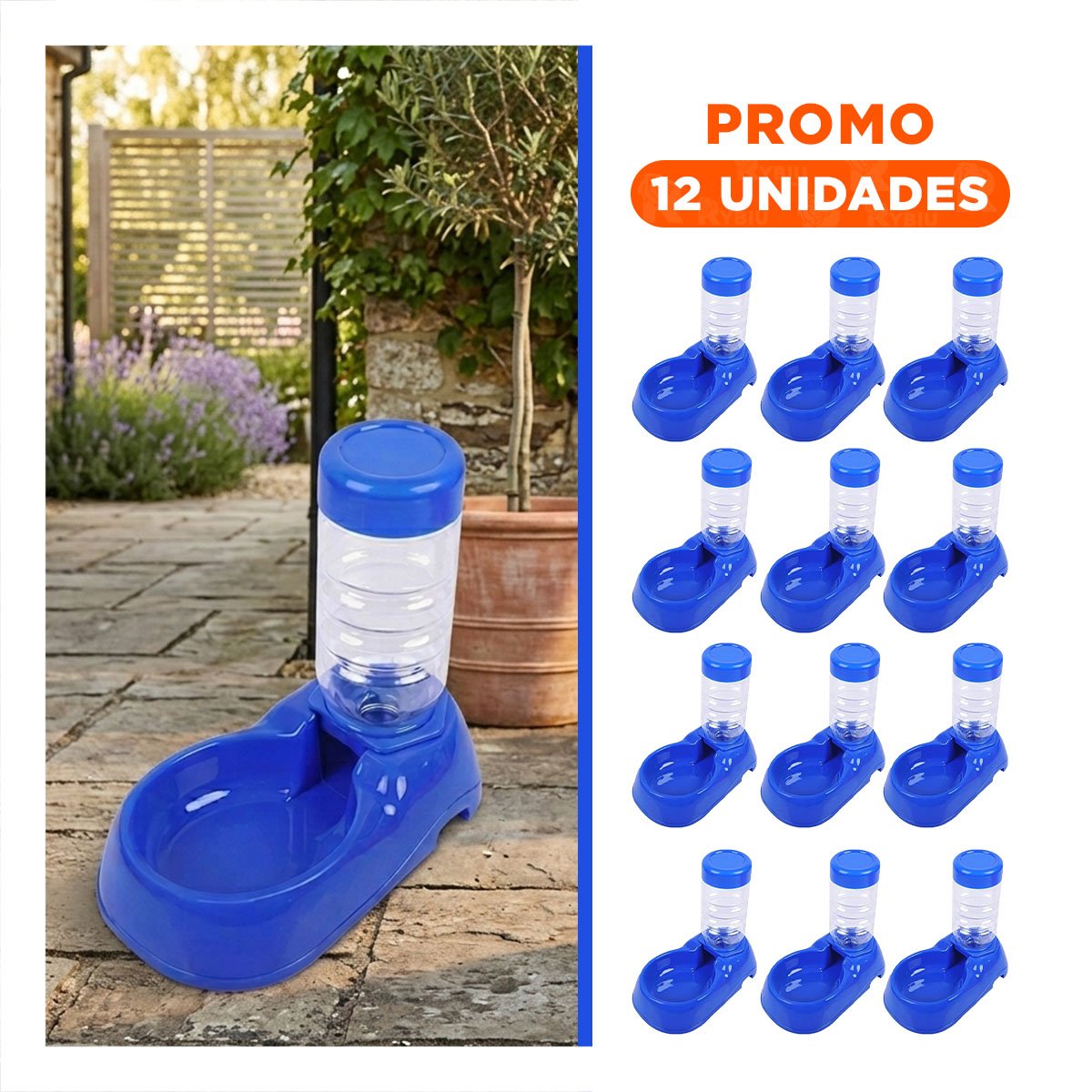 PACK12 RECIPIENTE DE AGUA AZUL PARA MASCOTA SEGURO Y ESTABLE Y DURABLE Y+REGALO STICKER - 1