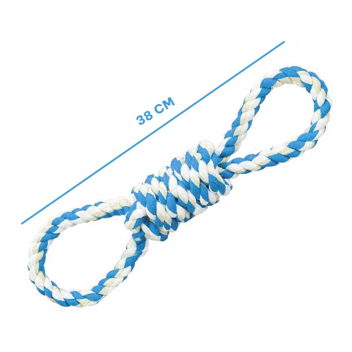 PACK2 JUGUETE TRENZADO PARA MASCOTA CELESTE 4 NUDOS FIRME Y DE CALIDAD Y+REGALO STICKER - 4