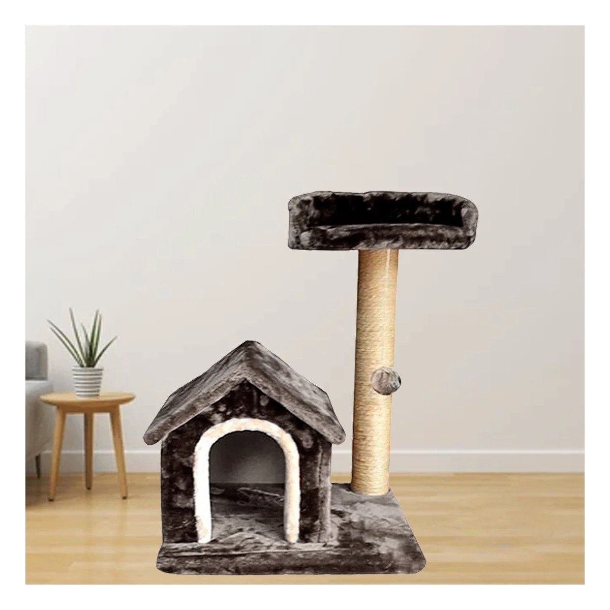 PACK2 CASITA DE FELPA ELEVADA Y COMODA CON PLATAFORMAS EN COLOR GRIS PARA MASCOTAS - 3