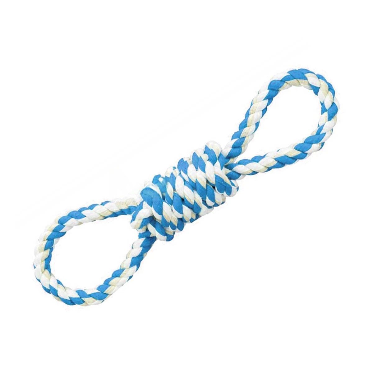 PACK4 LAZO DE ALGODON PARA MASCOTA CELESTE CON 4 NUDOS DURADERO Y SEGURO Y+PAPEL REGALO - 3