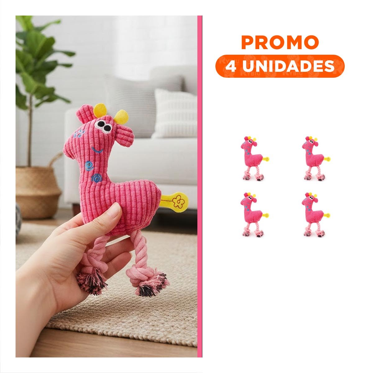 PACK4 ANIMALITO DE FELPA JIRAFA TIERNO Y RESISTENTE EN ROSADO PARA AVENTURAS Y+REGALO STICKER - 1