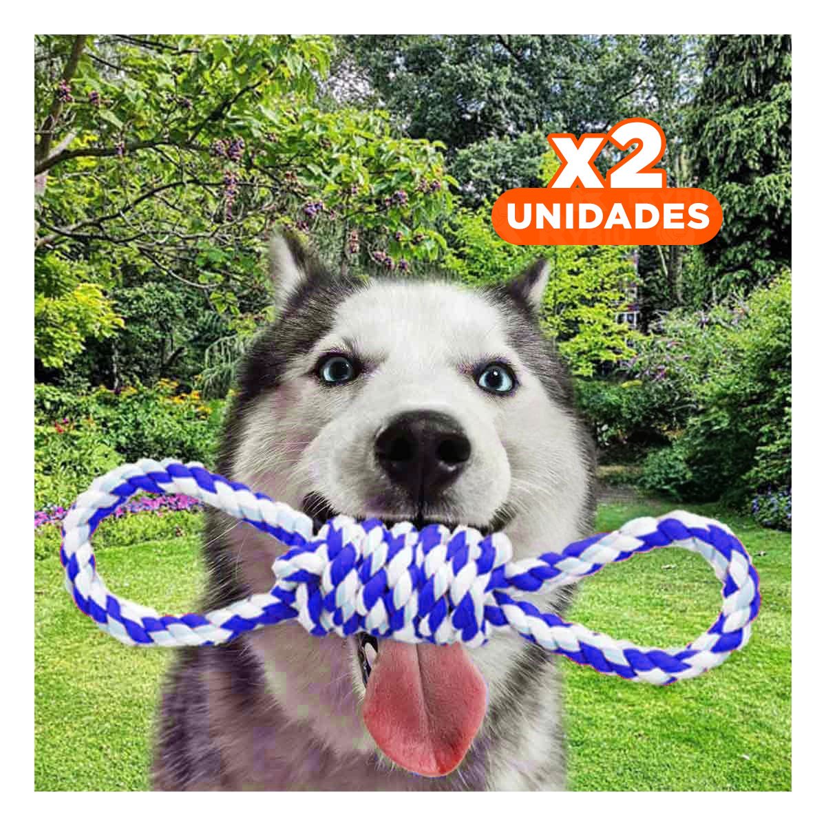 PACK2 JUGUETE TRENZADO PARA MASCOTA AZUL 4 NUDOS FIRME Y DE CALIDAD Y+REGALO STICKER - 1