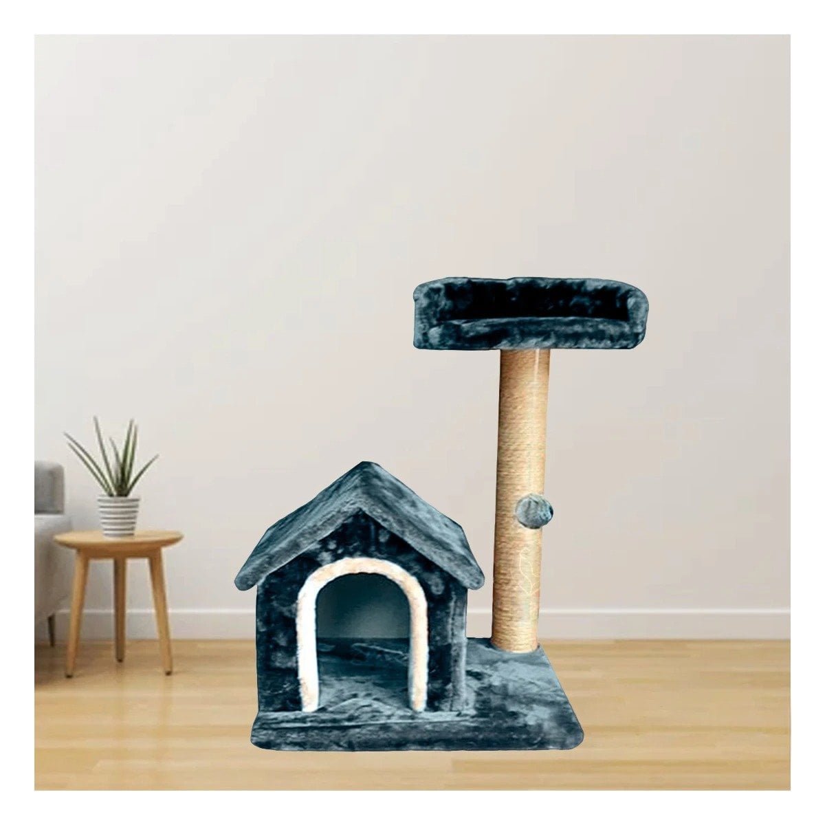 PACK2 CASITA DE DIVERSION INTERACTIVA Y SEGURA CON ESCALERAS EN AZUL PARA GATOS Y+PAPEL REGALO - 2
