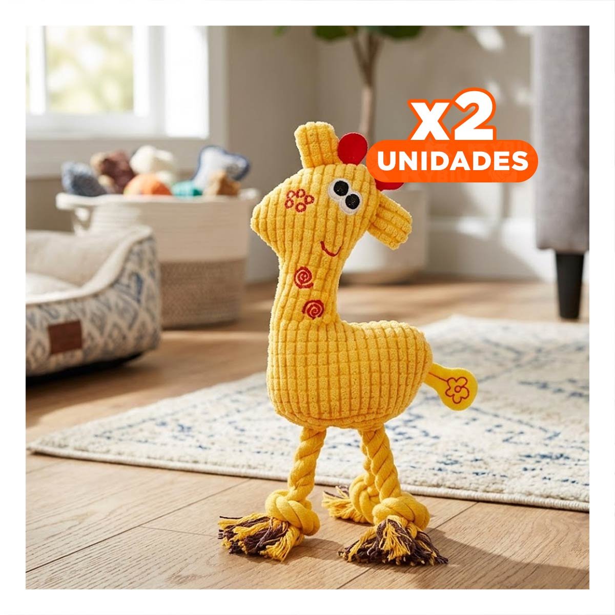 PACK2 MINI GIRAFA PELUCHE PARA MASCOTA AMARILLO ESTABLE Y SEGURO Y+REGALO STICKER - 1