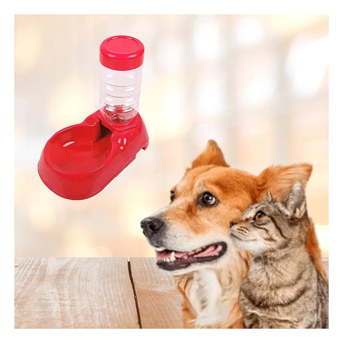 PACK2 FUENTE DE AGUA ROJO PARA MASCOTA SEGURA Y ESTABLE Y DURABLE Y+PAPEL REGALO - 5
