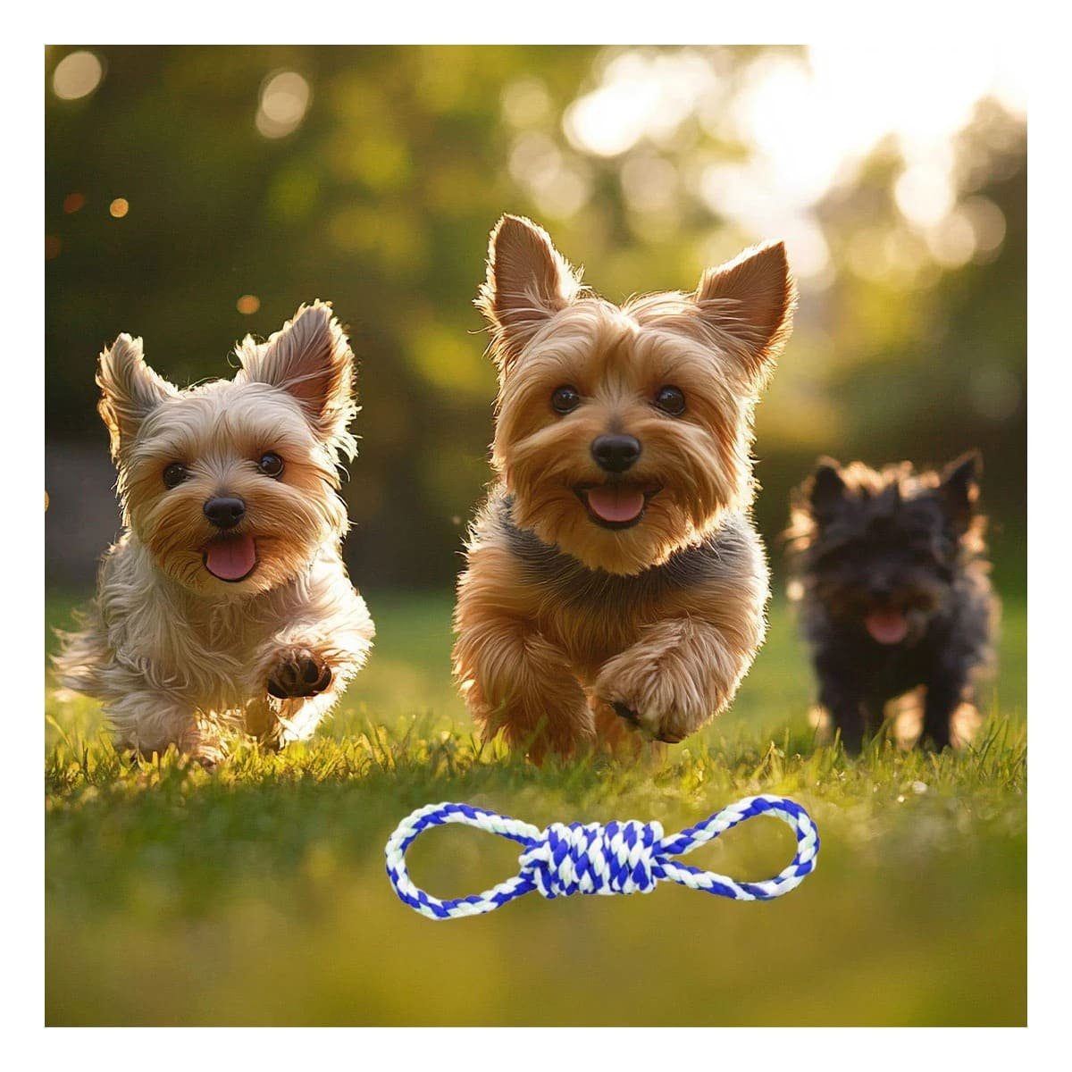 PACK6 LAZO DE ALGODON AZUL PARA MASCOTA 4 NUDOS REFORZADO Y RESISTENTE - 5