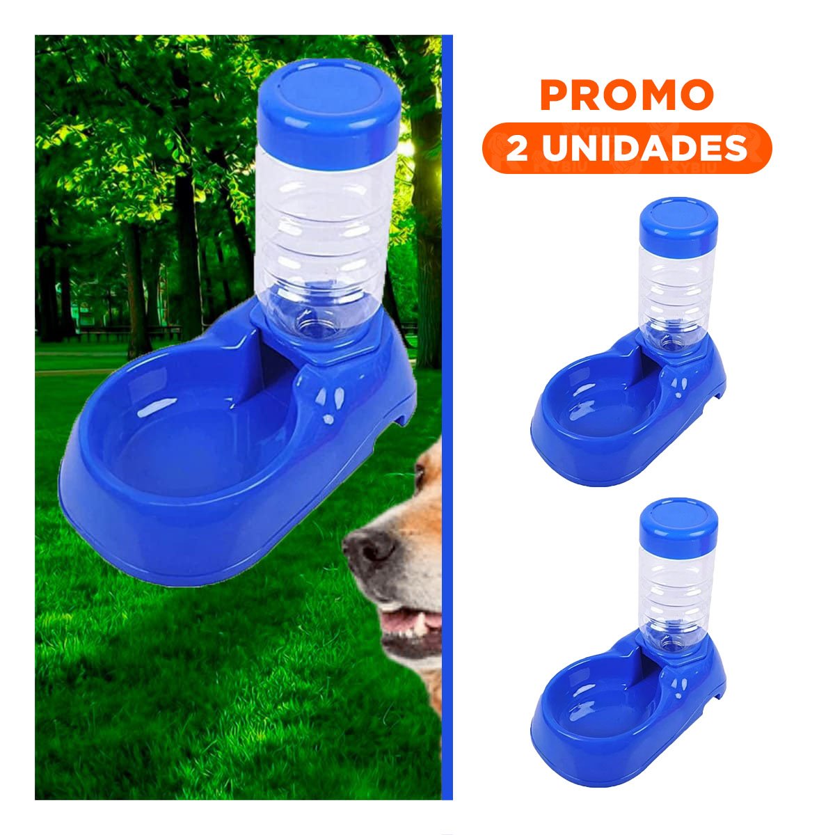 PACK2 FUENTE DE AGUA AZUL PARA MASCOTA COMODA Y PRACTICA Y RESISTENTE - 1
