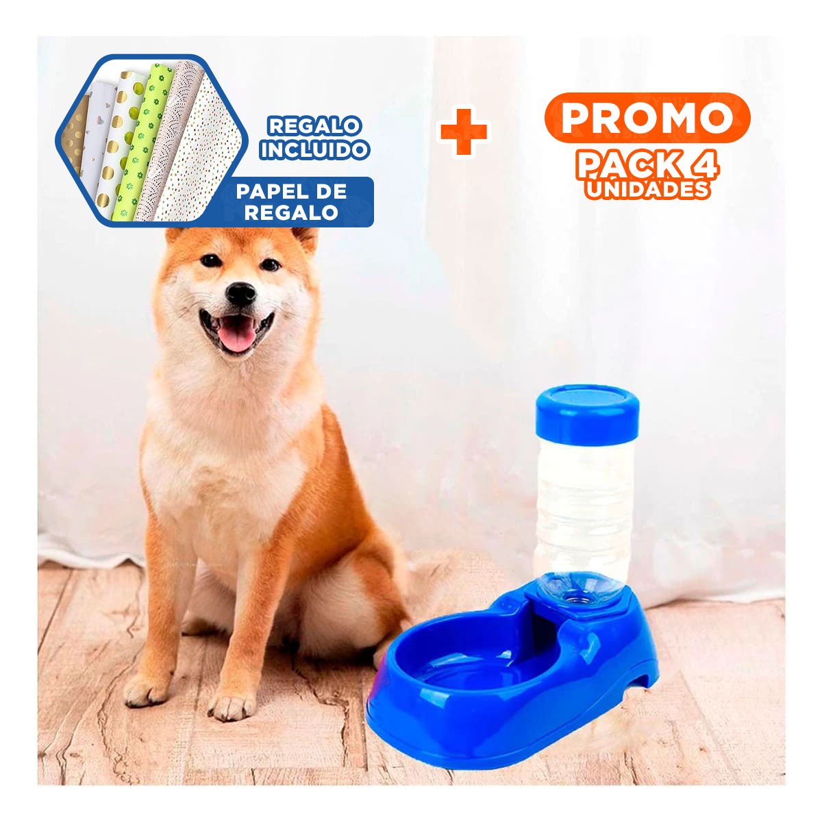 PACK4 MODULO DE AGUA PARA MASCOTA AZUL ESTABLE Y DURABLE Y FIRME Y+PAPEL REGALO - 1