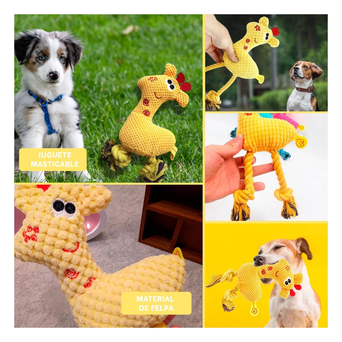 PACK12 FIGURA PELUCHE AMARILLO PARA MASCOTA COMODO Y SEGURO COMPACTO Y+PAPEL REGALO - 2