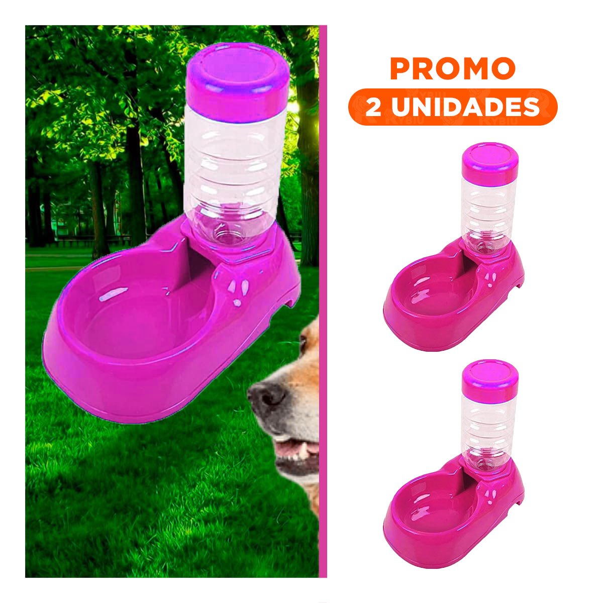 PACK2 FUENTE DE AGUA ROSADO PARA MASCOTA COMODA Y PRACTICA Y RESISTENTE - 1