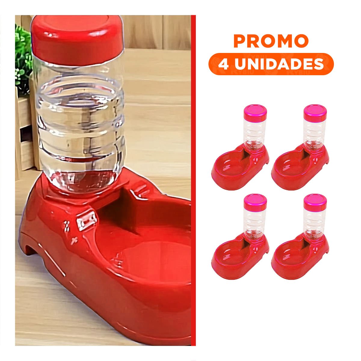 PACK4 MODULO DE AGUA ROJO PARA MASCOTA COMODO Y PRACTICO Y RESISTENTE Y+REGALO STICKER - 1