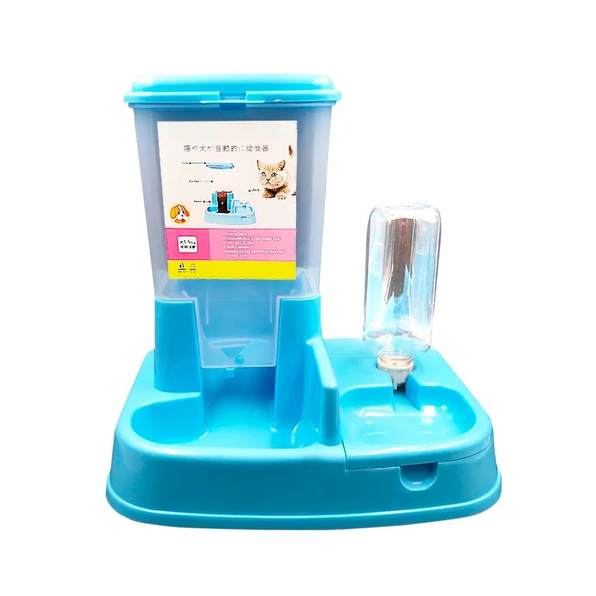 PACK4 AREA DE COMIDA Y BEBIDA PARA MASCOTA CELESTE ESTABLE Y SEGURA Y+PAPEL REGALO - 3
