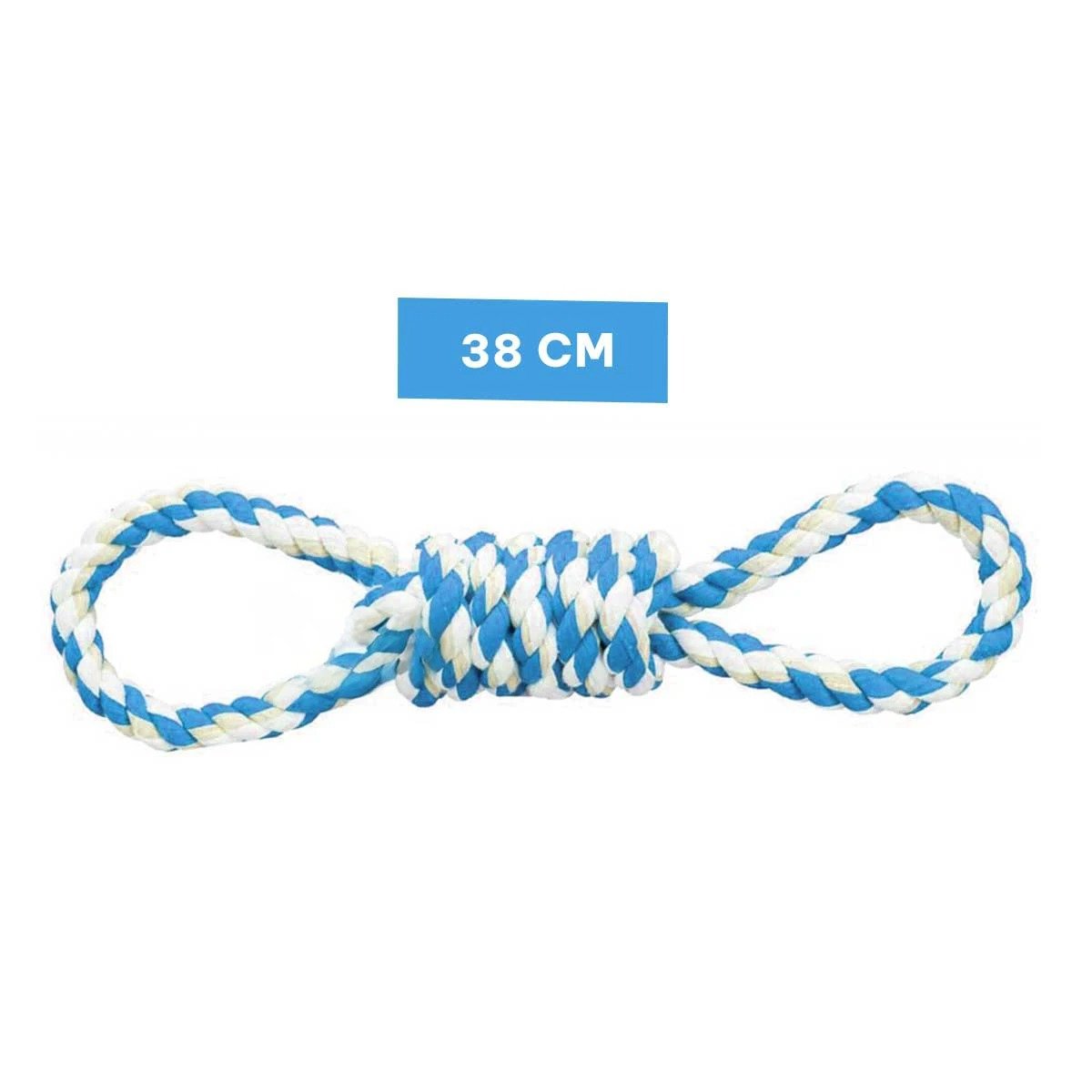PACK4 LAZO DE ALGODON CELESTE CON 4 NUDOS PARA MASCOTA FUERTE Y COMODO Y+REGALO STICKER - 4