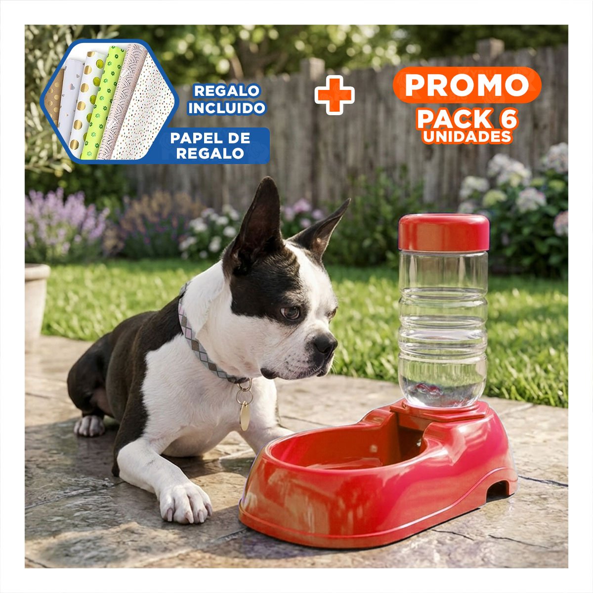 PACK6 MODULO DE AGUA PARA MASCOTA ROJO FIRME Y PRACTICO Y RESISTENTE Y+PAPEL REGALO - 1