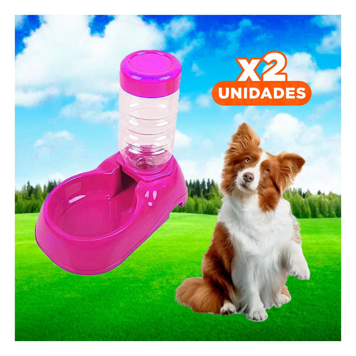 PACK2 FUENTE DE AGUA PARA MASCOTA ROSADO FIRME Y PRACTICA Y RESISTENTE Y+REGALO STICKER - 1