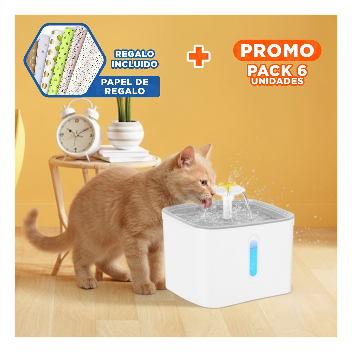 PACK6 DEPOSITO CUADRADO PARA MASCOTA BLANCO PLOMO DURABLE ESTABLE FIRME Y+PAPEL REGALO - 1