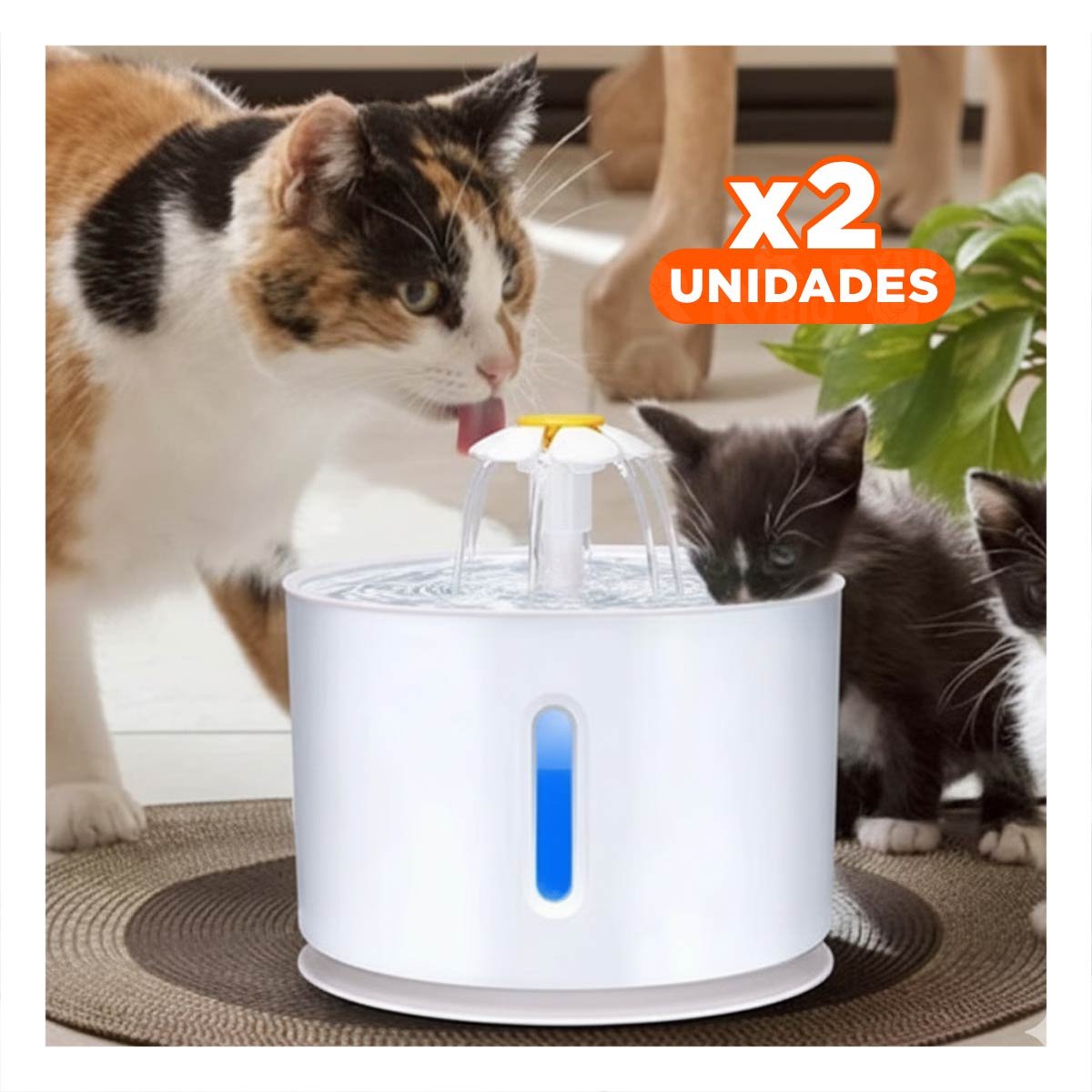 PACK2 CENTRO DE AGUA CIRCULAR PARA MASCOTA BLANCO PLOMO DURABLE Y ESTABLE Y+REGALO STICKER - 1