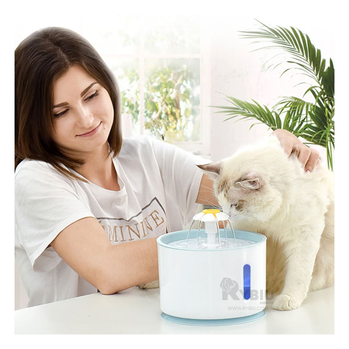 PACK2 CENTRO DE AGUA CIRCULAR PARA MASCOTA BLANCO PLOMO DURABLE Y ESTABLE Y+REGALO STICKER - 3