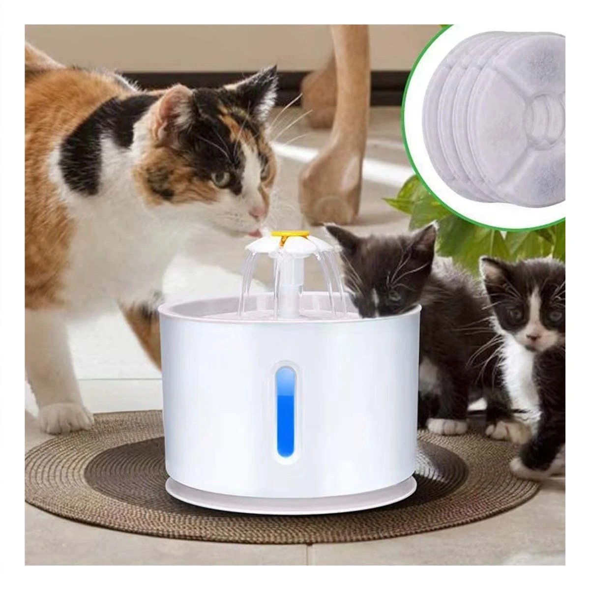 PACK2 CENTRO DE AGUA CIRCULAR PARA MASCOTA BLANCO PLOMO DURABLE Y ESTABLE Y+REGALO STICKER - 5