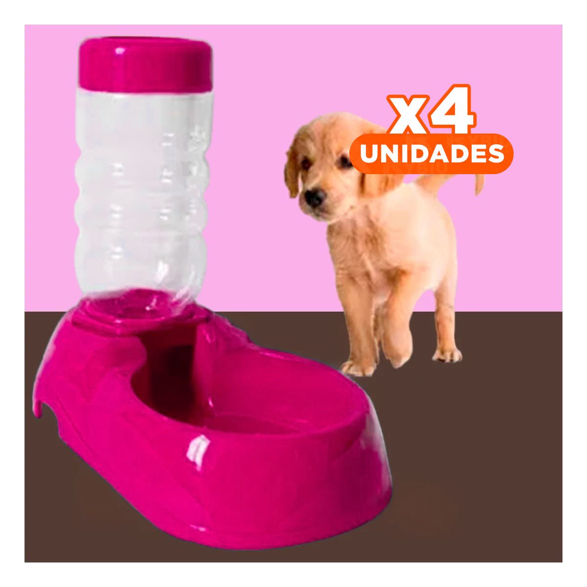 PACK4 MODULO DE AGUA ROSADO PARA MASCOTA PRACTICO Y RESISTENTE Y SEGURO - 1