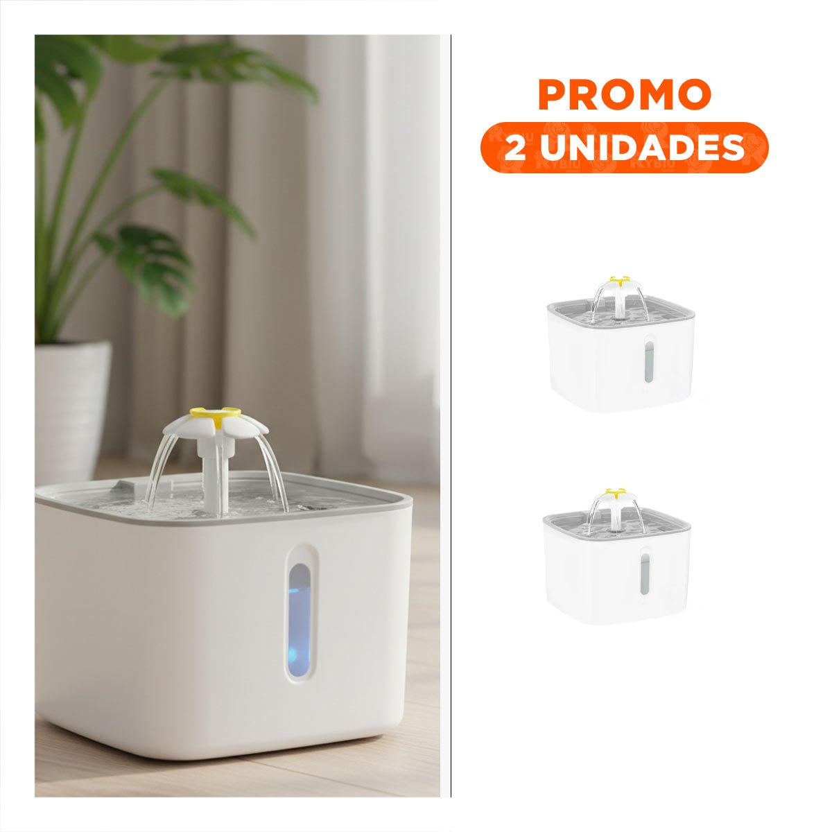 PACK2 BEBEDERO CUADRADO PARA MASCOTA BLANCO PLOMO COMPACTA SEGURA FIRME - 1