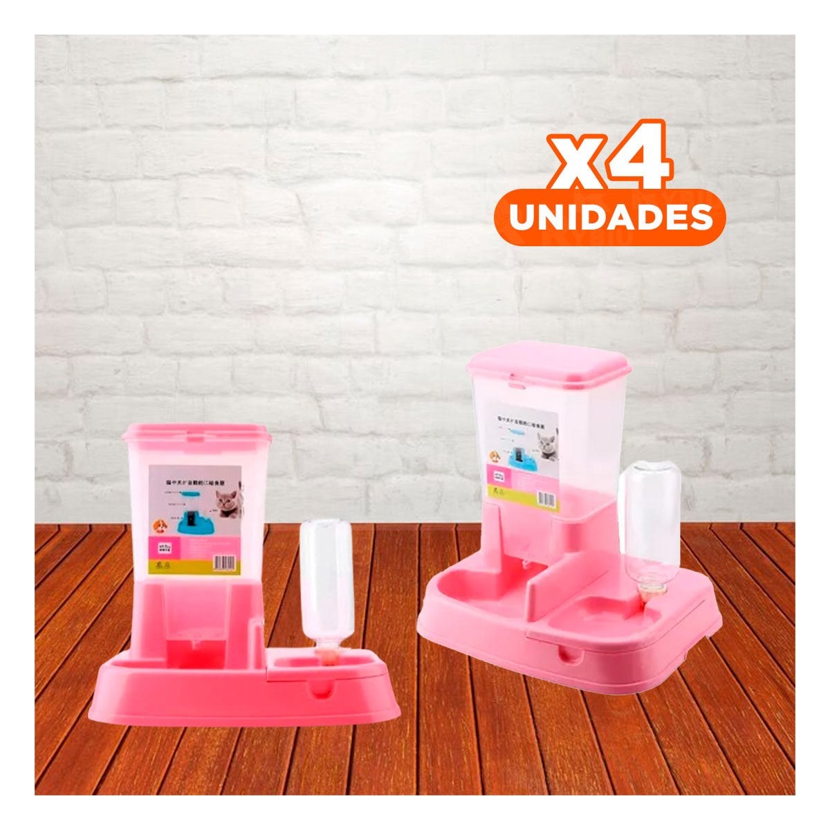 PACK4 SISTEMA DE COMIDA Y BEBIDA ROSADO PARA MASCOTA PRACTICO Y RESISTENTE - 1