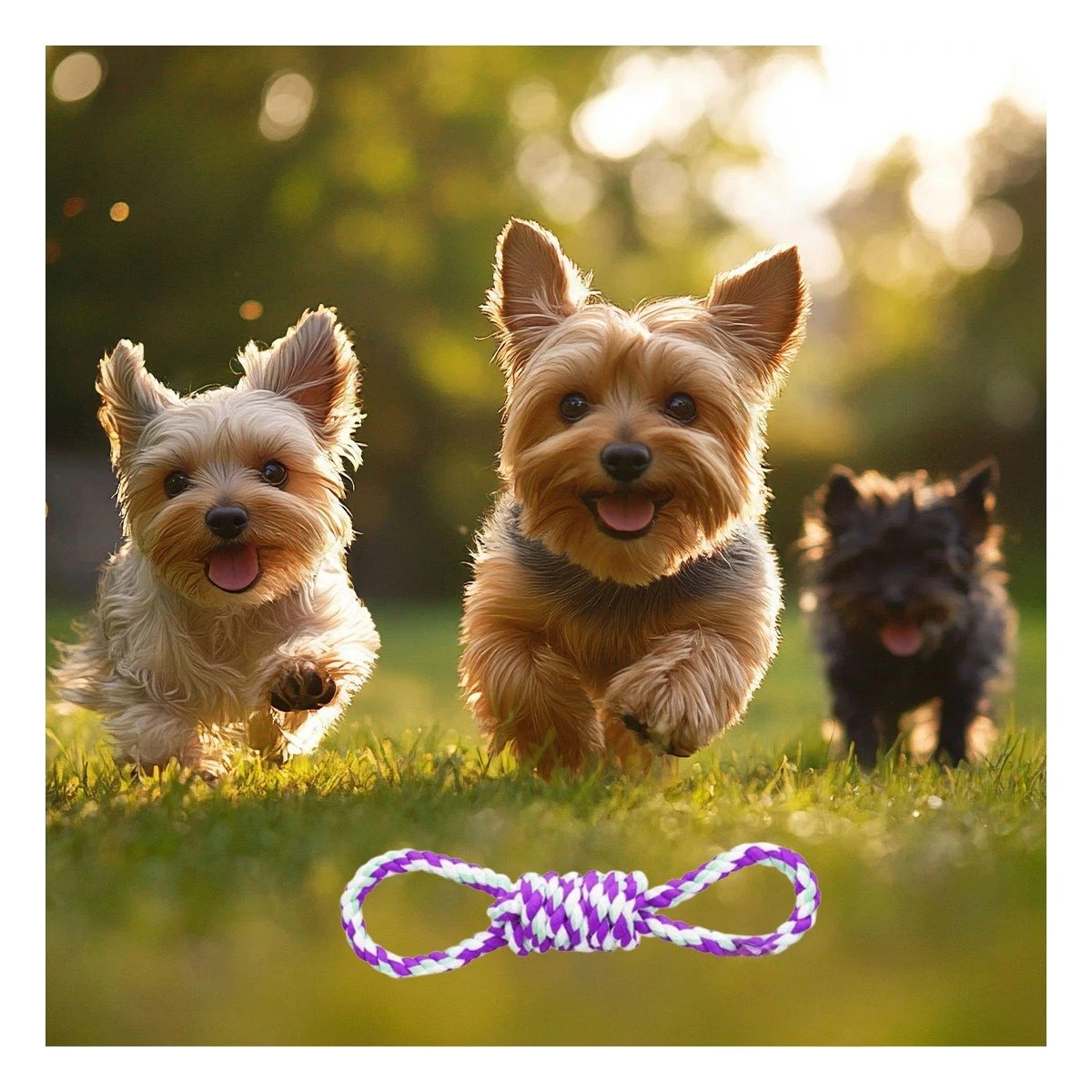 PACK2 JUGUETE TRENZADO MORADO CON 4 NUDOS PARA MASCOTA DURADERO Y COMODO - 3