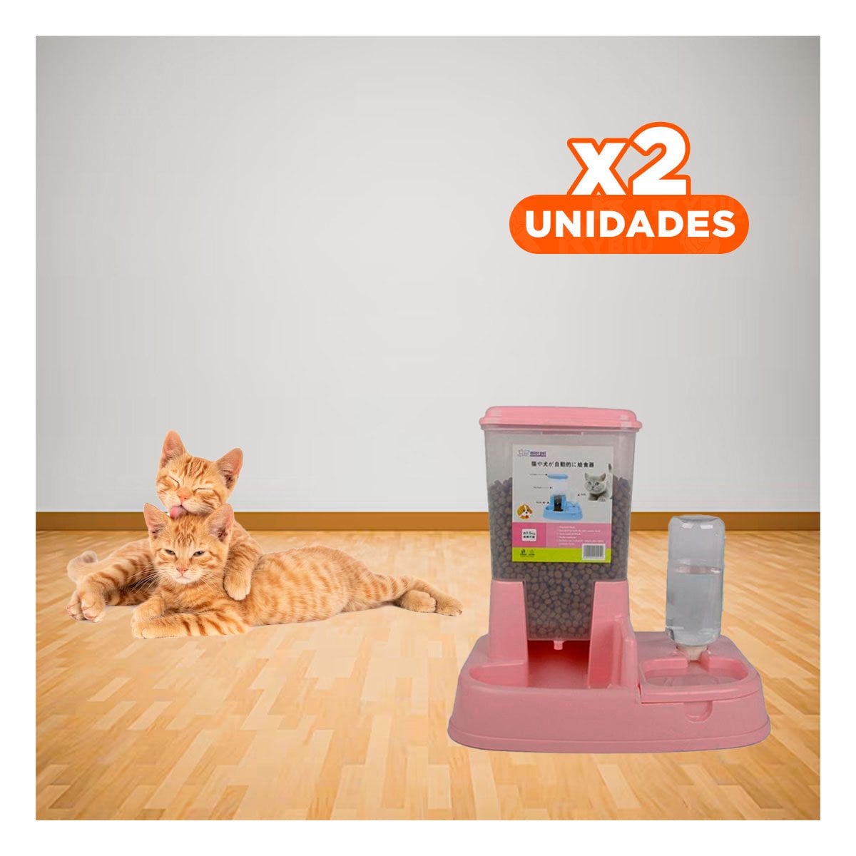 PACK2 MODULO DE COMIDA Y BEBIDA PARA MASCOTA ROSADO ESTABLE Y SEGURO Y+REGALO STICKER - 1
