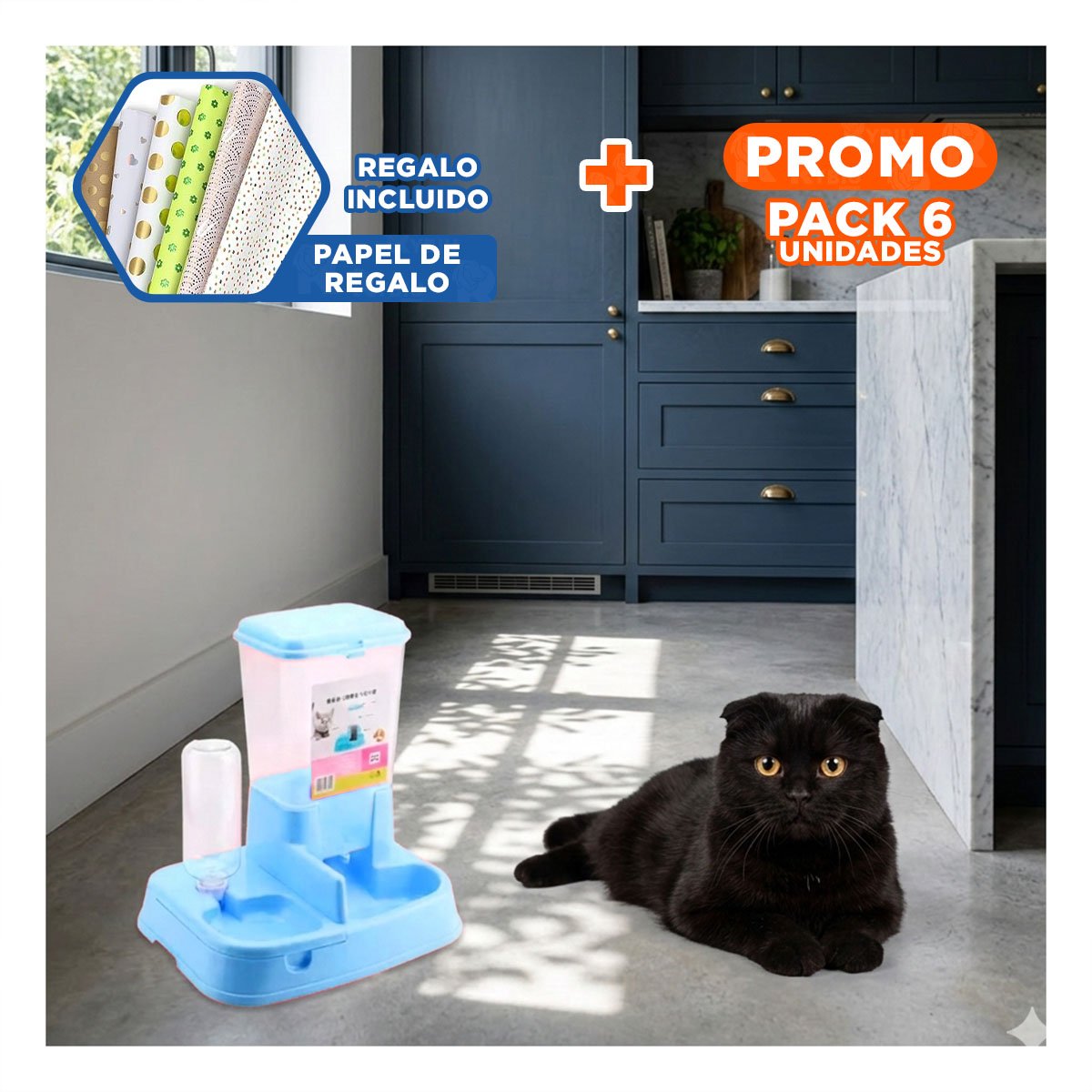 PACK6 BASE DOBLE CELESTE PARA MASCOTA COMODA Y SEGURA REFORZADA Y+PAPEL REGALO - 1