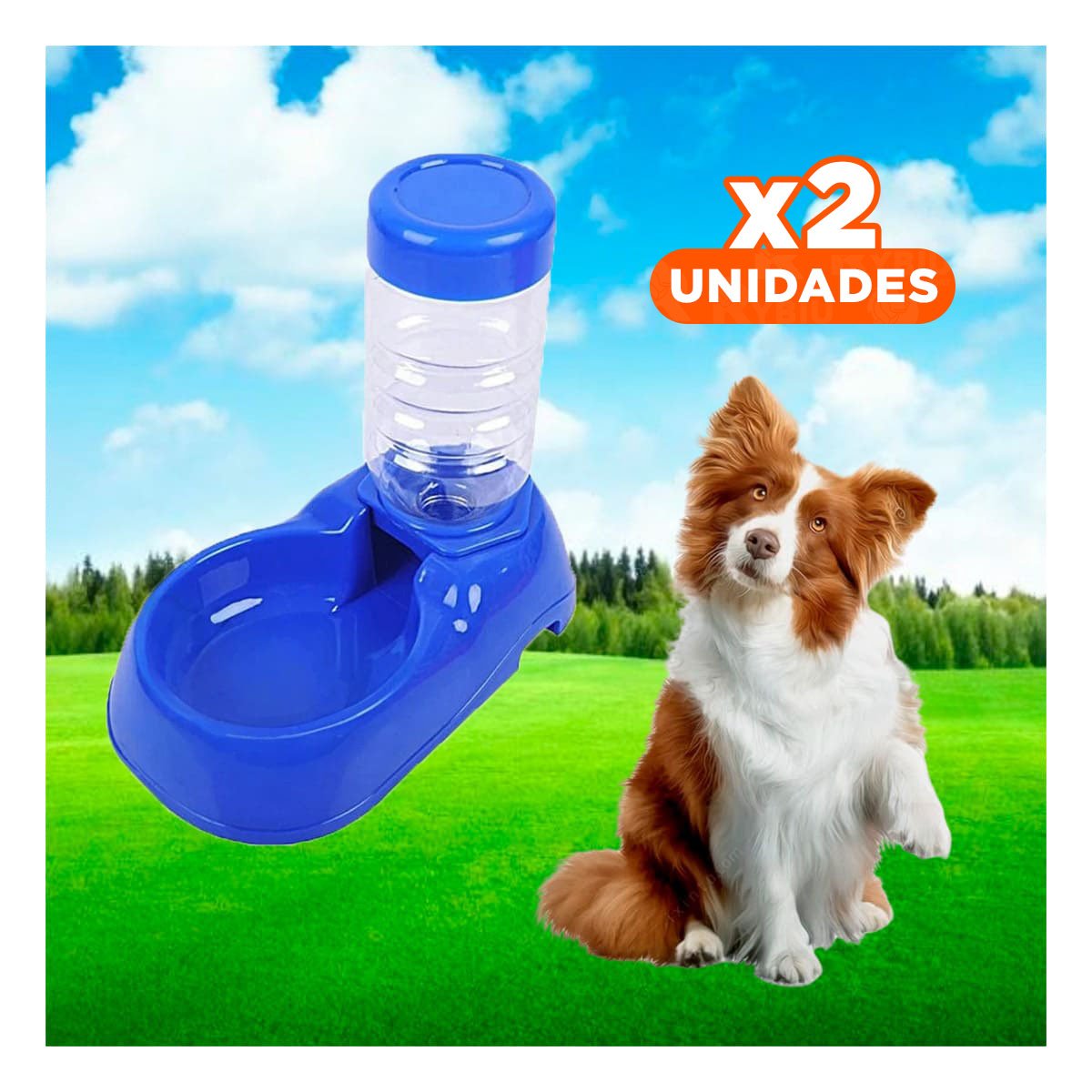 PACK2 FUENTE DE AGUA PARA MASCOTA AZUL DE ALTA CALIDAD Y FIRME Y+REGALO STICKER - 1