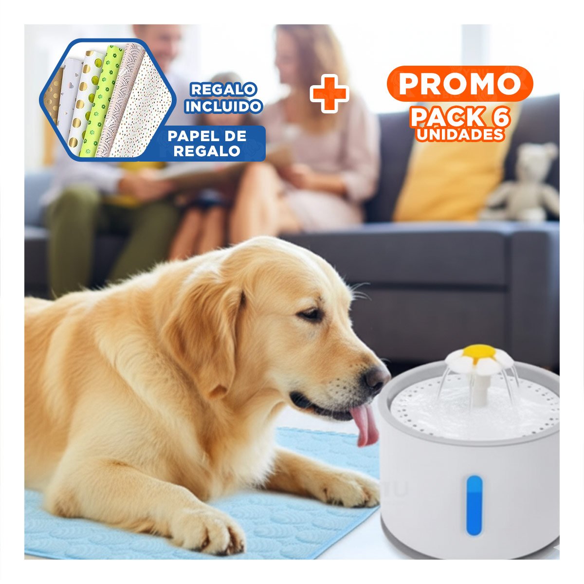 PACK6 DEPOSITO CIRCULAR PARA MASCOTA BLANCO PLOMO DURABLE Y ESTABLE Y FIRME Y+PAPEL REGALO - 1