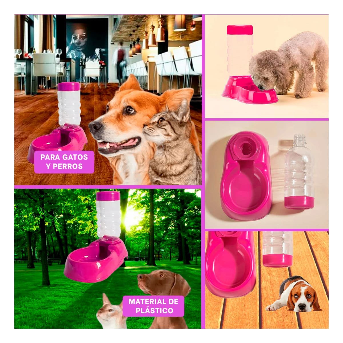 PACK4 MODULO DE AGUA ROSADO PARA MASCOTA COMODO Y PRACTICO Y RESISTENTE Y+REGALO STICKER - 2