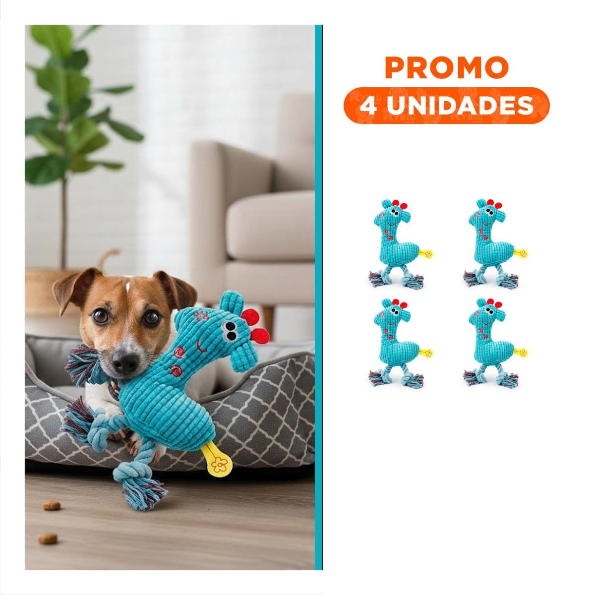 PACK4 AMIGO DE PELUCHE INTERACTIVO QUE ESTIMULA EN COLOR CELESTE Y+REGALO STICKER - 1