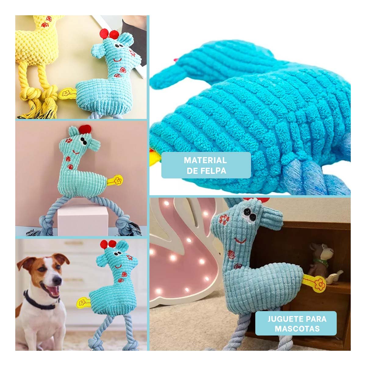 PACK4 AMIGO DE PELUCHE INTERACTIVO QUE ESTIMULA EN COLOR CELESTE Y+REGALO STICKER - 2