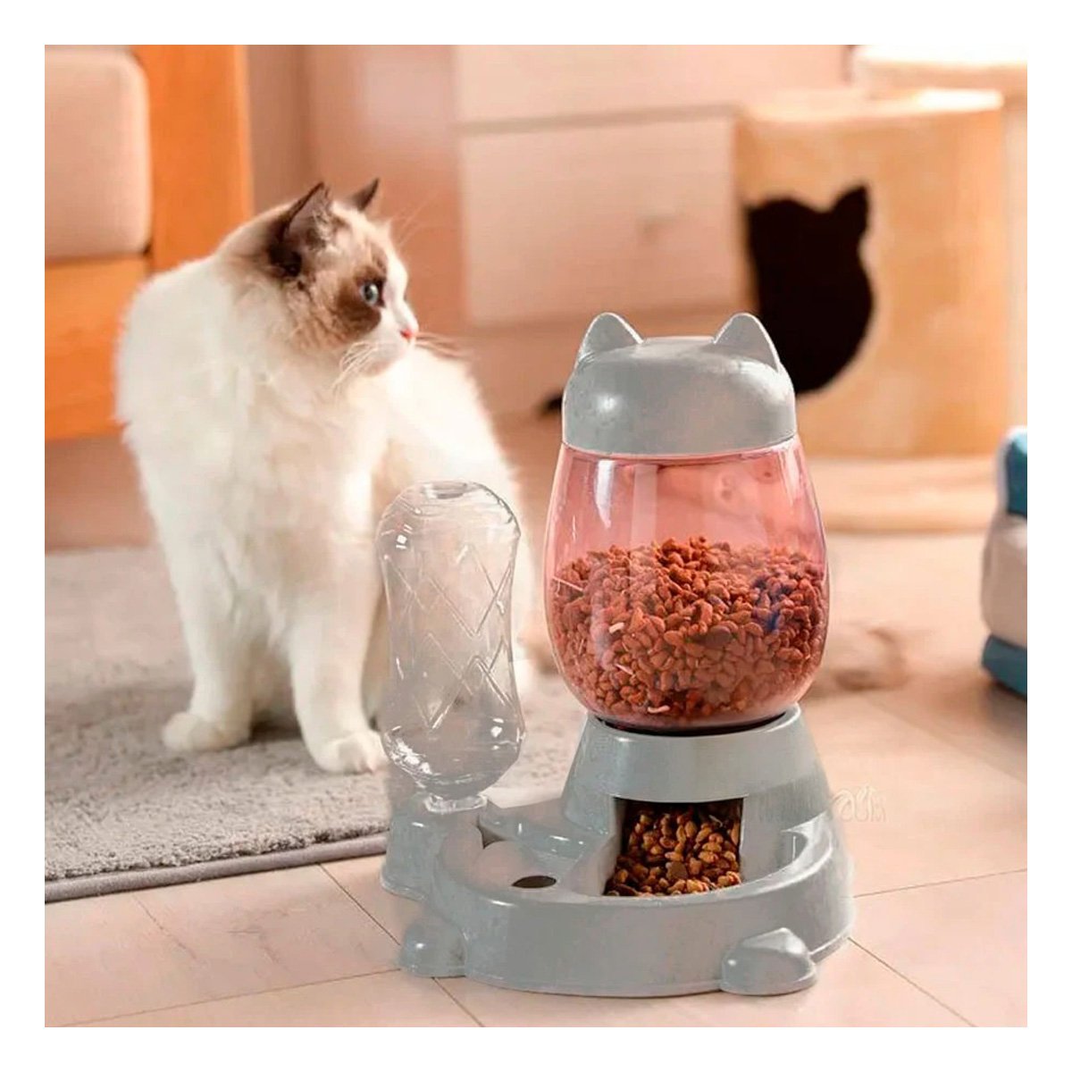 PACK2 CUENCO DOBLE PET GATO BLANCO GRIS FACIL DE USAR - 3