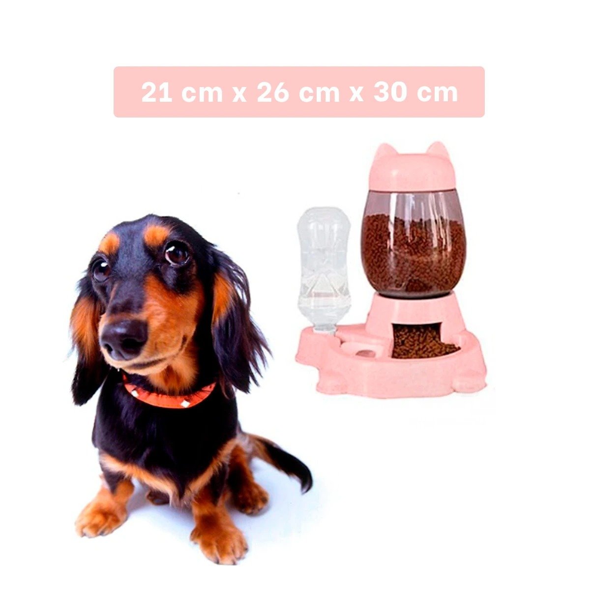 PACK4 RECIPIENTE UNIDO PET GATO BLANCO ROSADO MODERNO Y+REGALO STICKER - 4