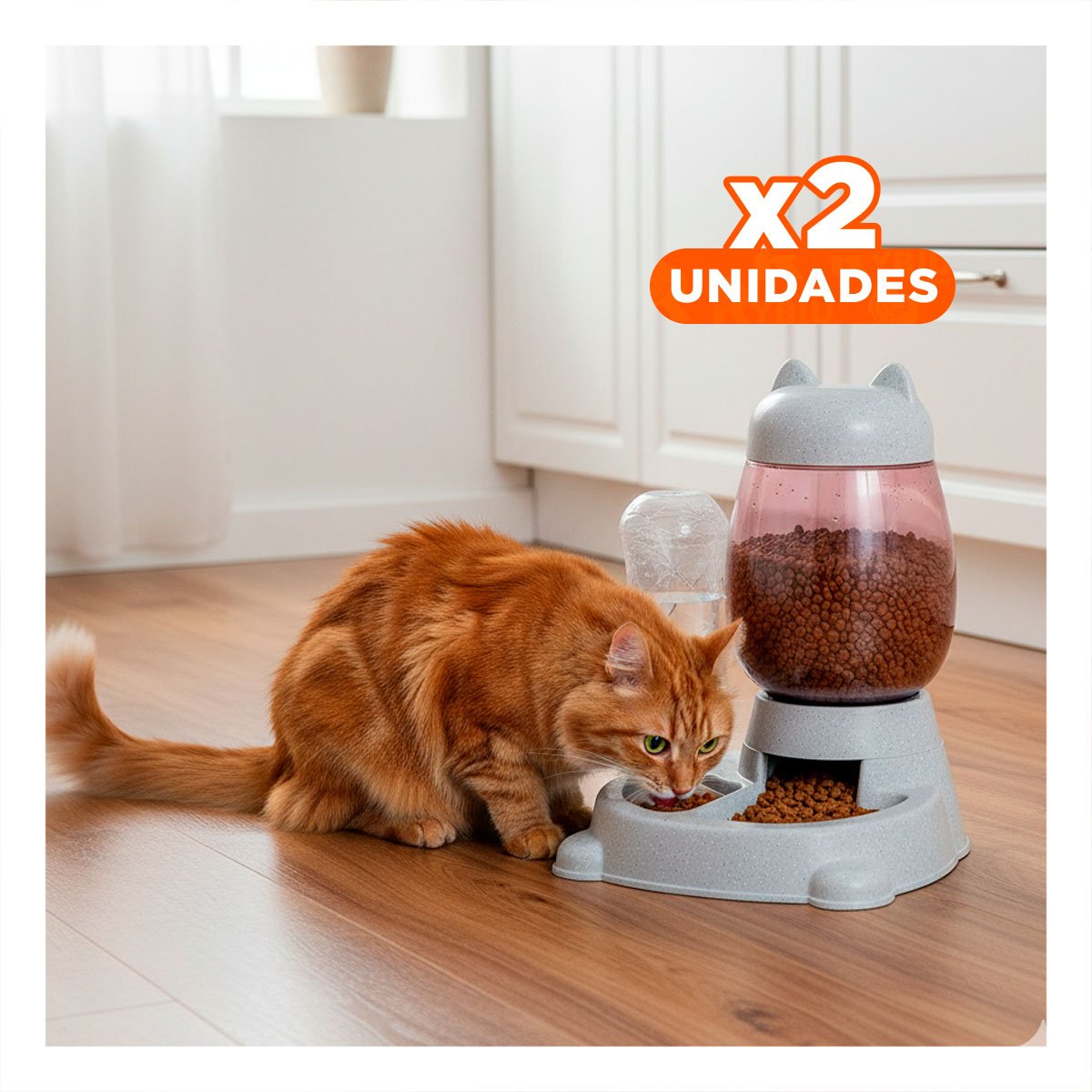PACK2 CUENCO COMBINADO PET GATO BLANCO GRIS ELEGANTE Y+REGALO STICKER - 1