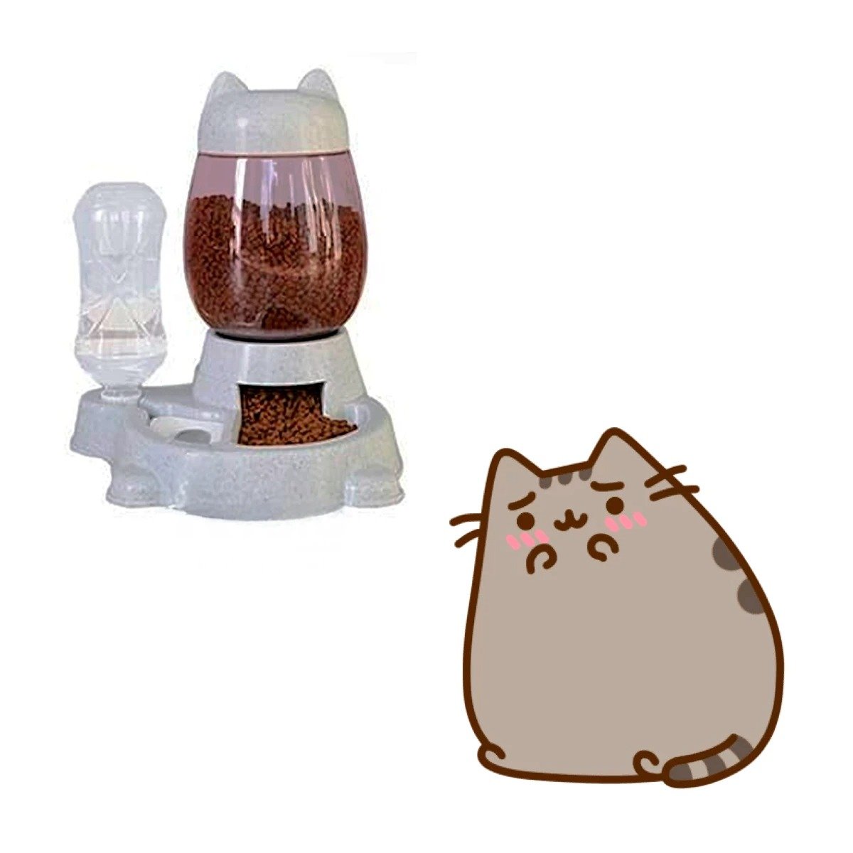 PACK2 CUENCO COMBINADO PET GATO BLANCO GRIS ELEGANTE Y+REGALO STICKER - 2