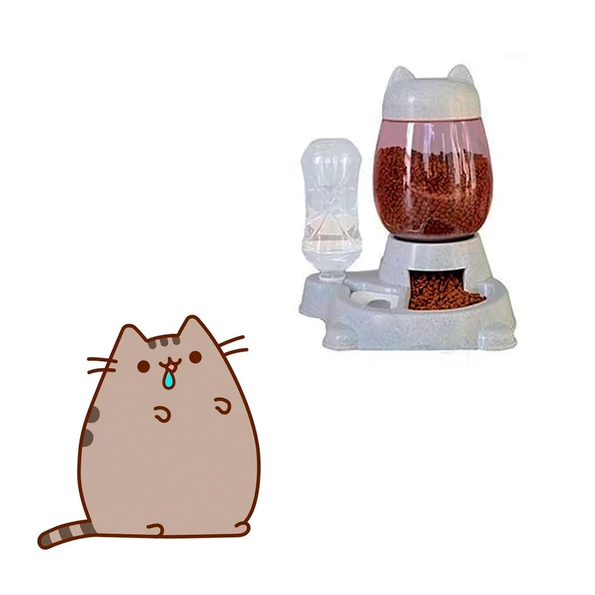PACK4 COMIDA LISTA PET GATO CON BEBEDERO BLANCO GRIS Y+PAPEL REGALO - 3