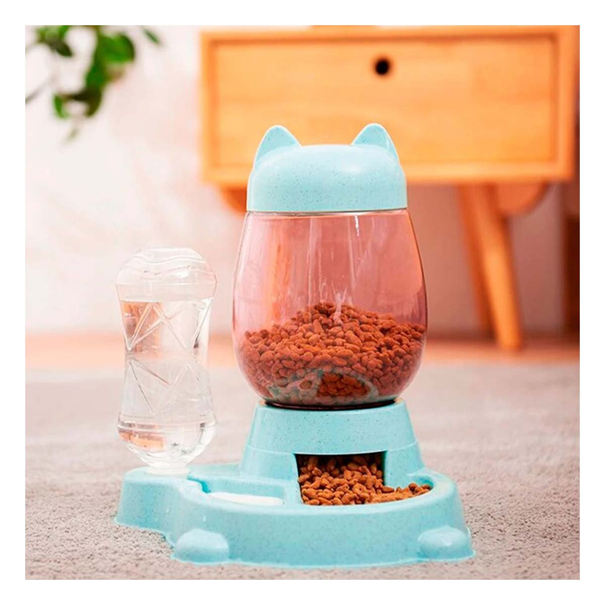 PACK4 BEBIDA Y PLATO UNIDO PET GATO BLANCO CELESTE MODERNO - 5