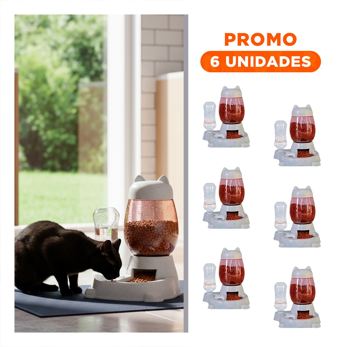 PACK6 COMIDA DOBLE PET GATO BLANCO GRIS FACIL DE LIMPIAR - 1